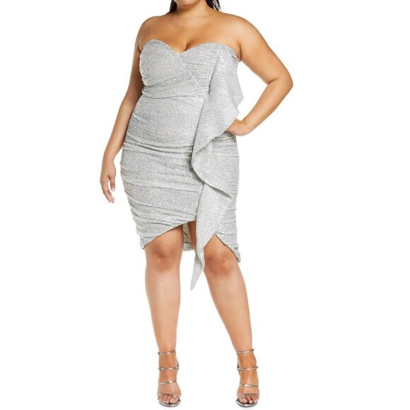 LAVISH ALICE Ruffle Ruched Sequin Dress - Picture 1 of 10